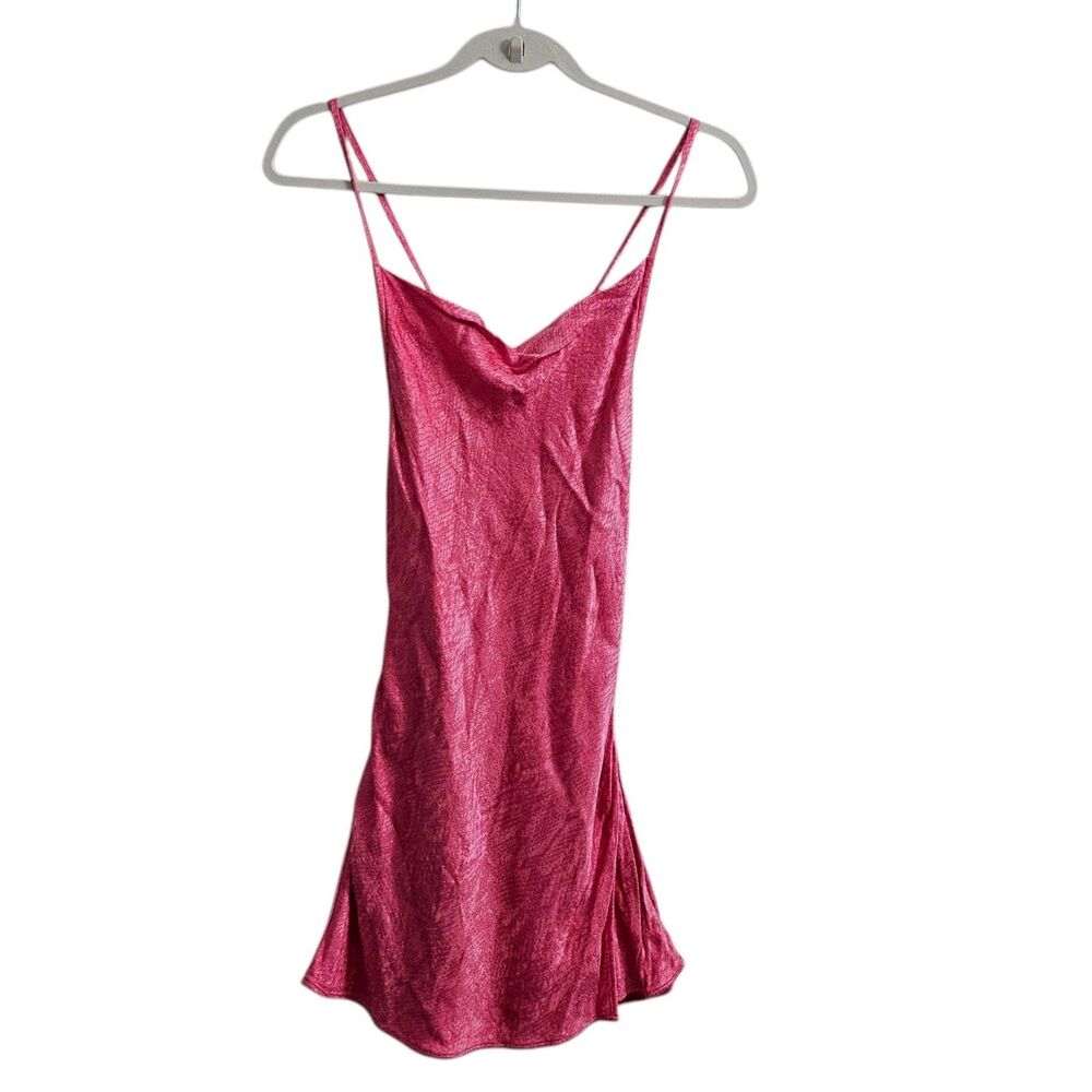 Zara‎ Dress Small Pink Snakeskin Jacquard Draped Mini Slip Bloggers Favorite